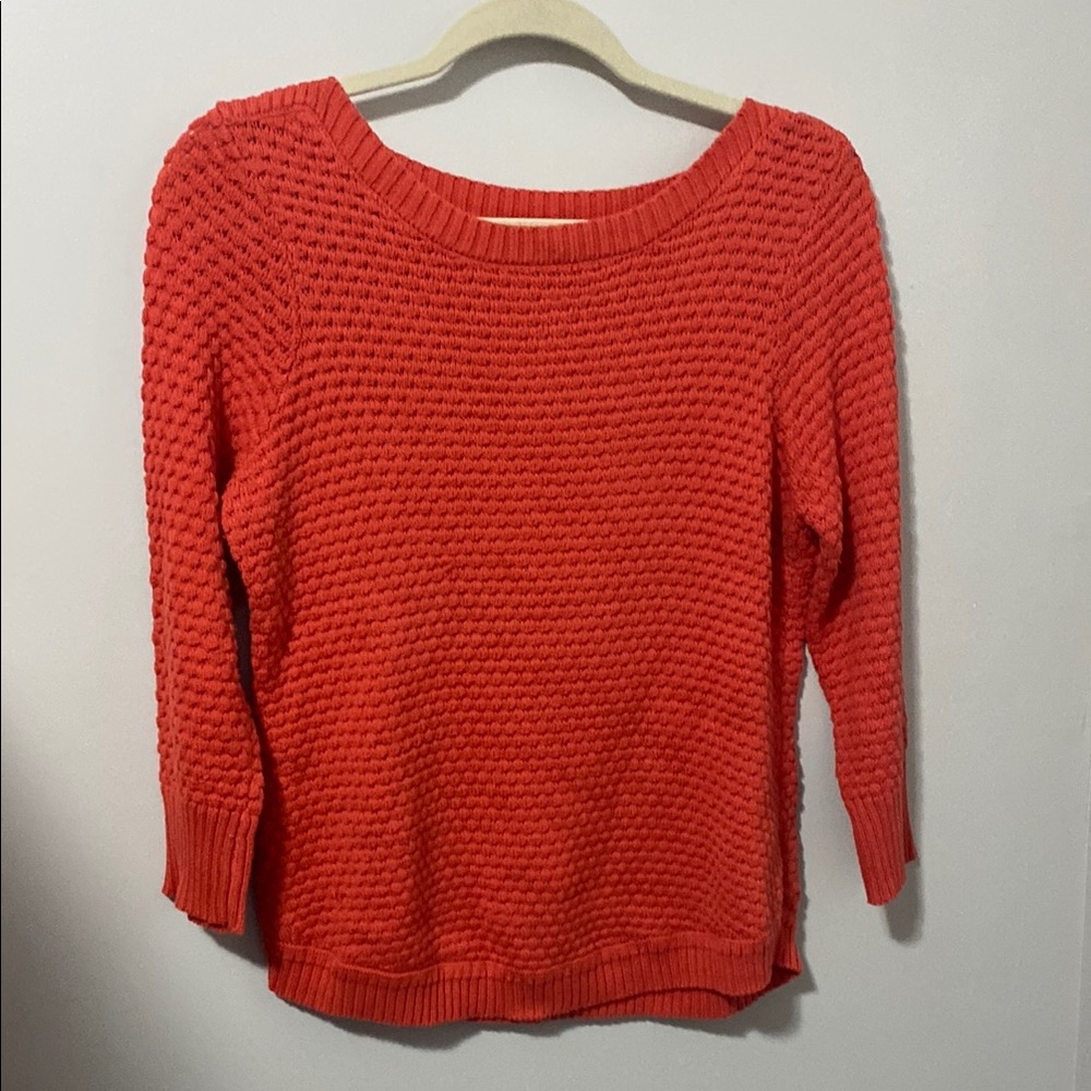Fever Orange Crew Neck Sweater with Textured‎ Knit
